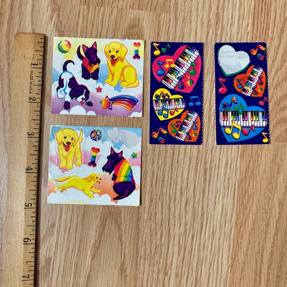 Vintage Lisa Frank Heart Piano & Dogs Stickers - Picture 3 of 9